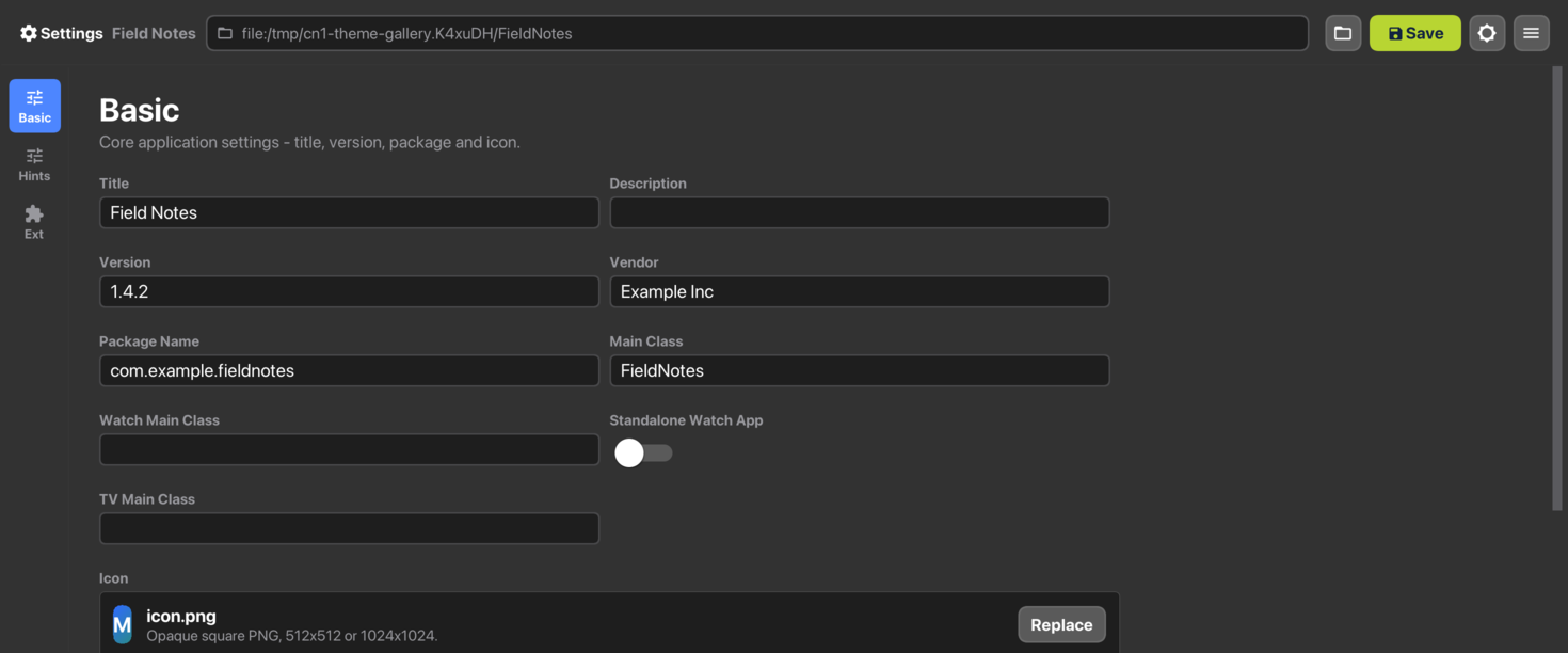 Settings under Aqua in dark mode